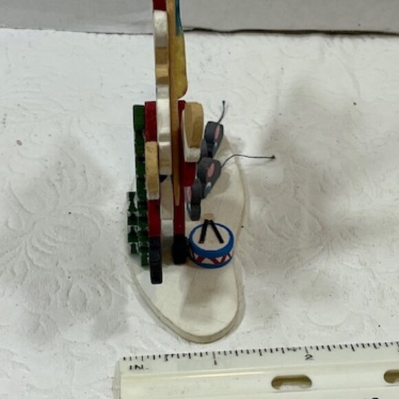 VTG Emgee Ornament Santa Marching with Flag Bicentennial Wooden 3.5"x5" - Picture 8 of 9